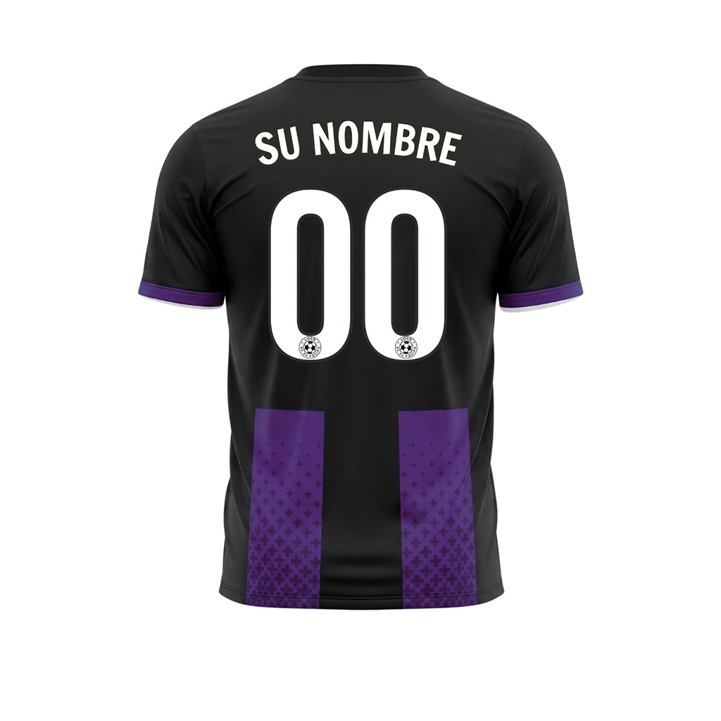 Negro Violeta Cruz Motivo Camiseta de Fútbol Personalizada