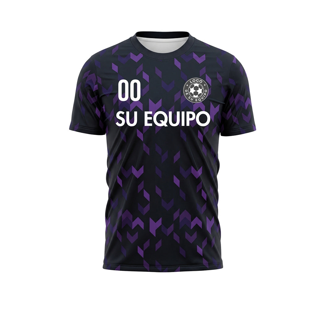 Negro Violeta Flecha Geométrico Motivo Camiseta de Fútbol Personalizada