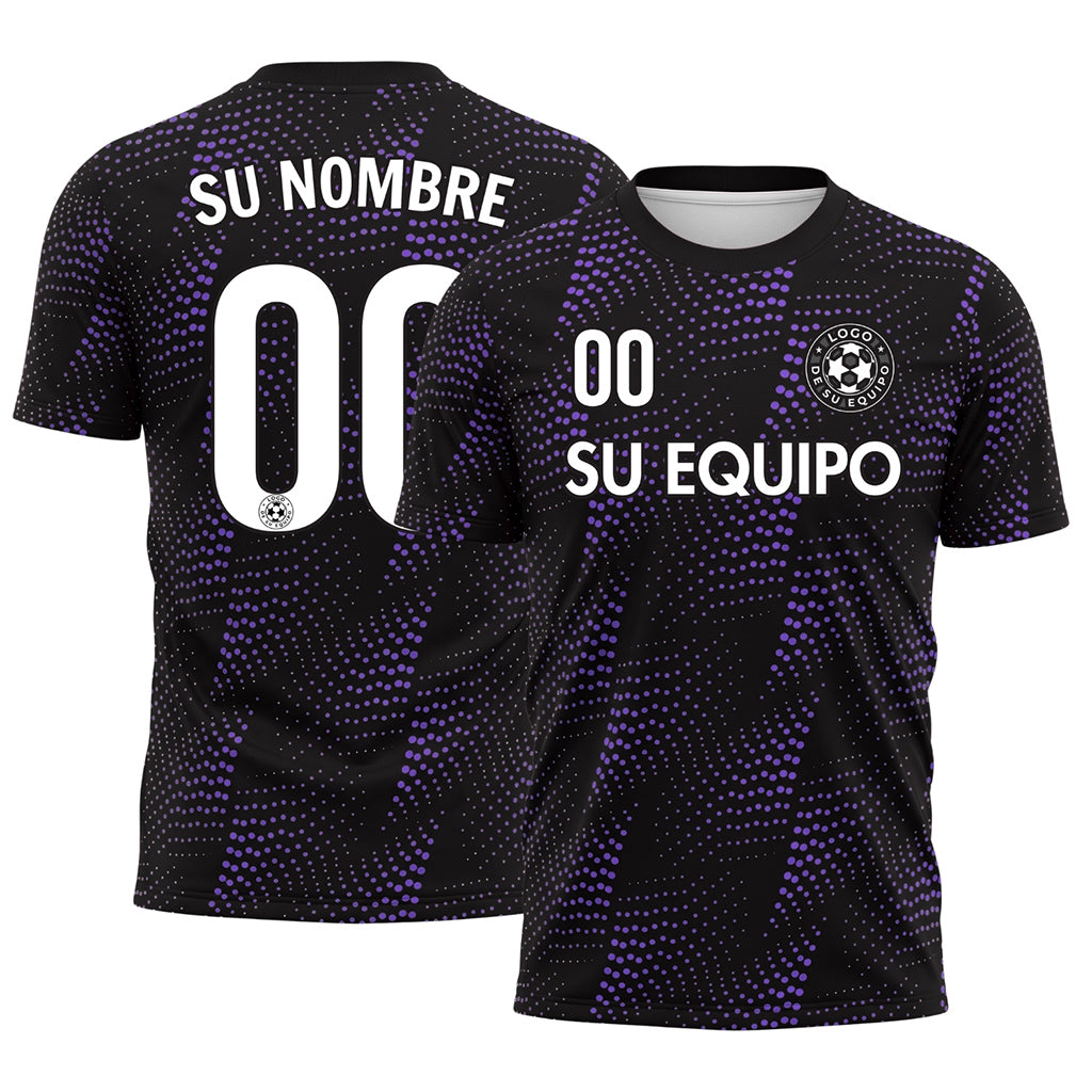Negro Violeta Puntos Motivo Camiseta de Fútbol Personalizada