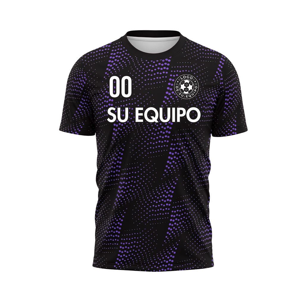 Negro Violeta Puntos Motivo Camiseta de Fútbol Personalizada