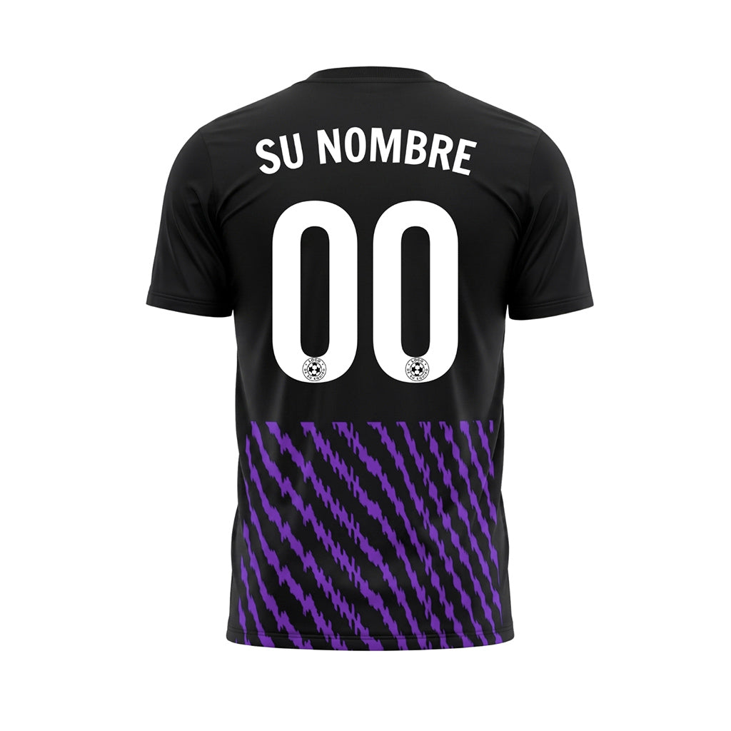 Negro Violeta Zigzag Rayas Camiseta de Fútbol Personalizada