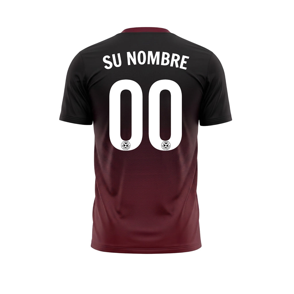 Negro Rojo Burdeos Semitono Degradado Camiseta de Fútbol Personalizada