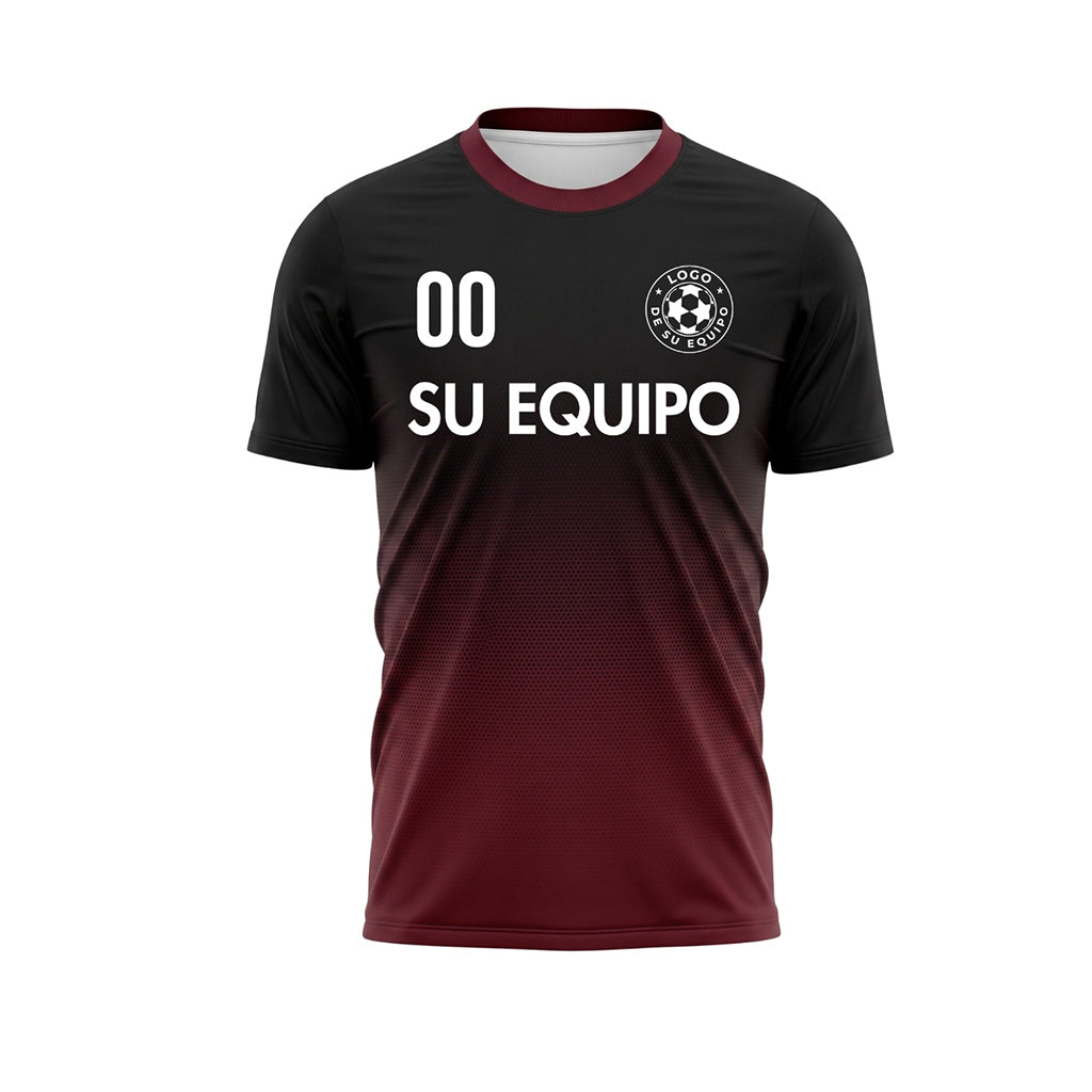 Negro Rojo Burdeos Semitono Degradado Camiseta de Fútbol Personalizada