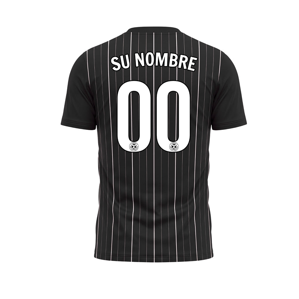 Negro Blanco Finas Rayas Finas Camiseta de Fútbol Personalizada