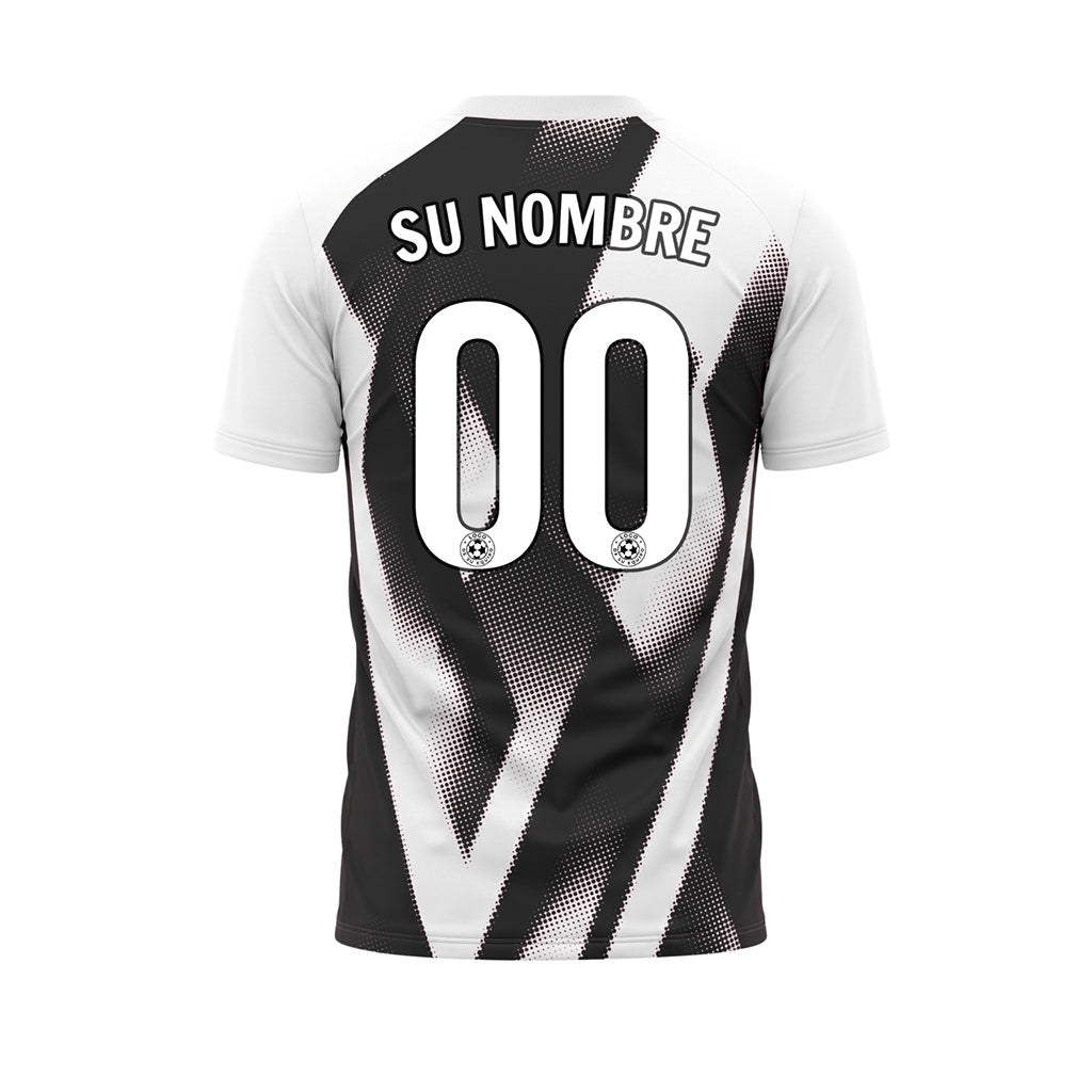Negro Blanco Semitono Zigzag Motivo Camiseta de Fútbol Personalizada