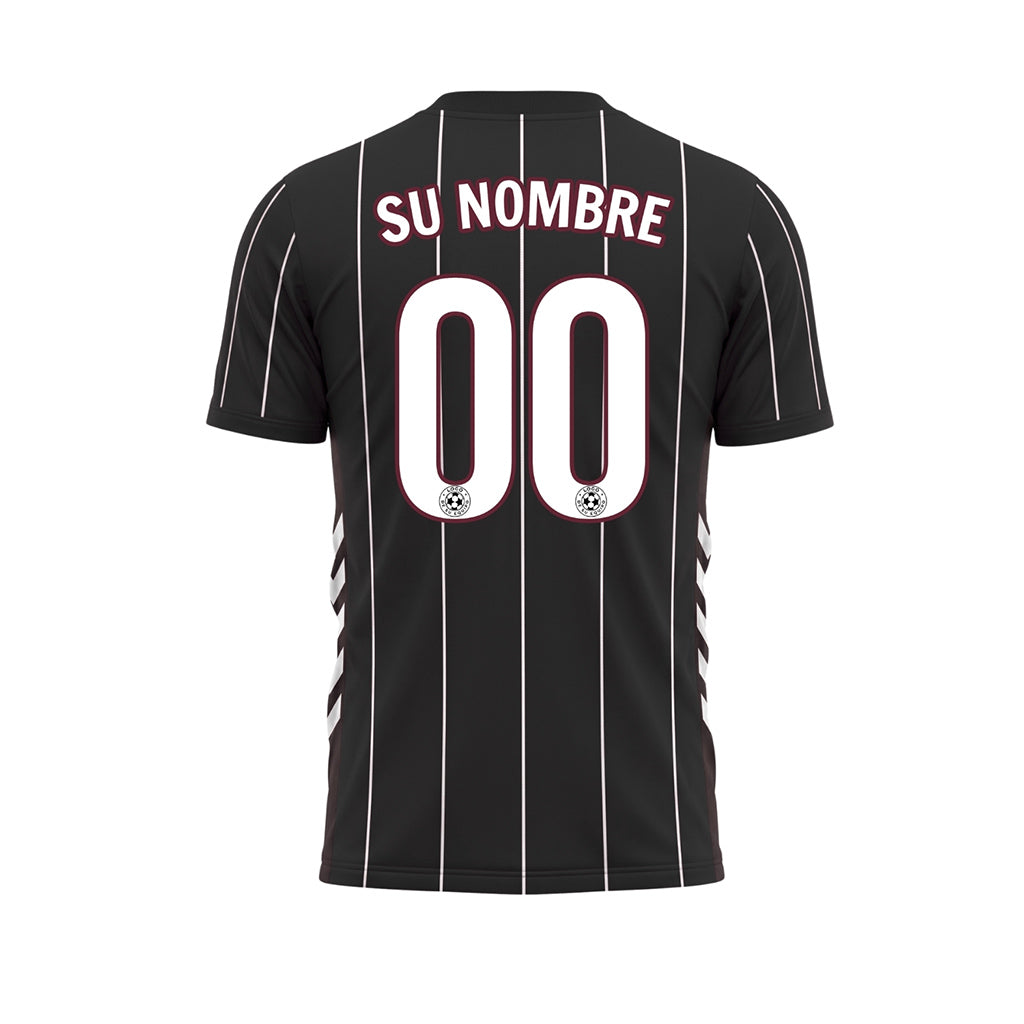 Negro Blanco Rayas Finas Camiseta de Fútbol Personalizada