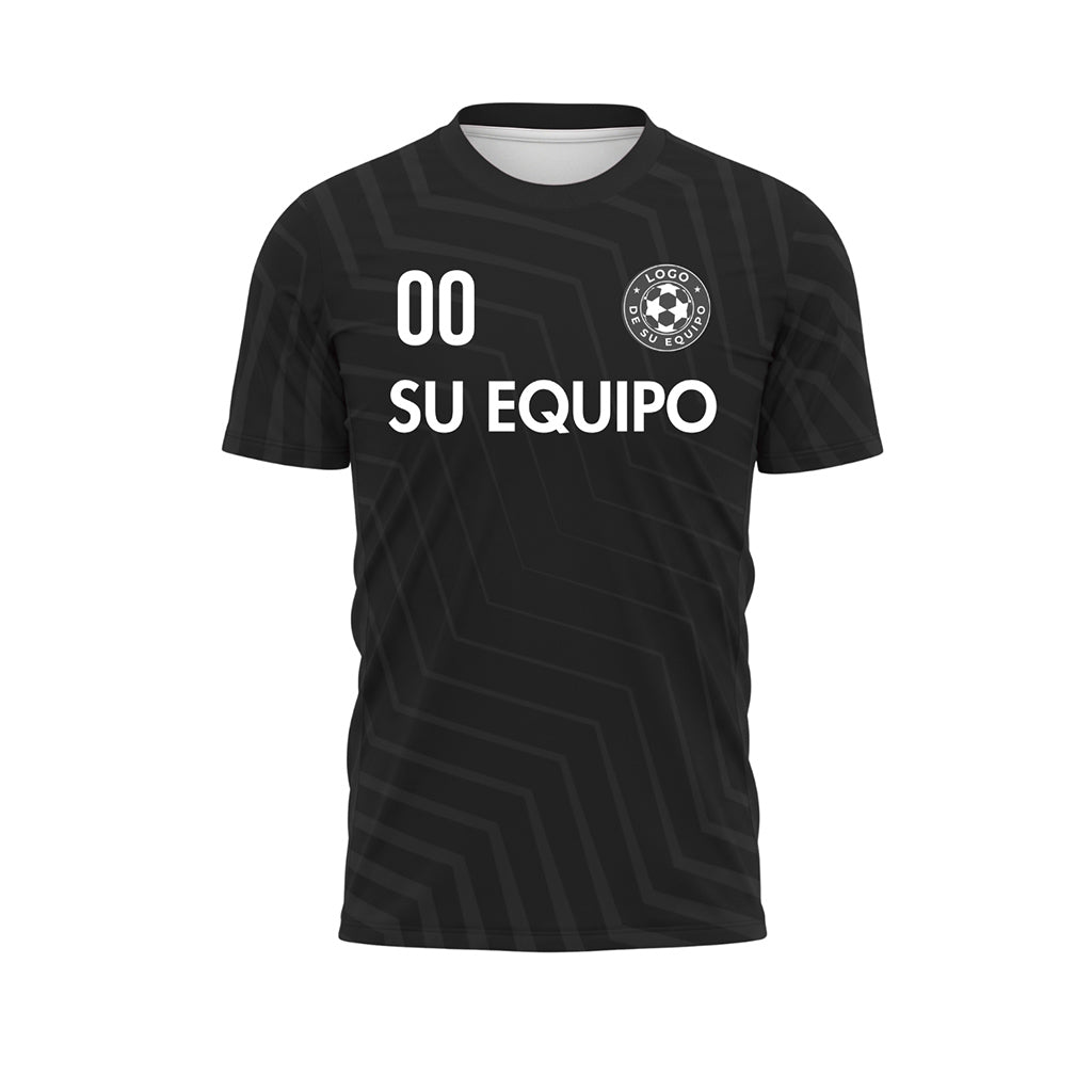 Negro Zigzag Motivo Camiseta de Fútbol Personalizada