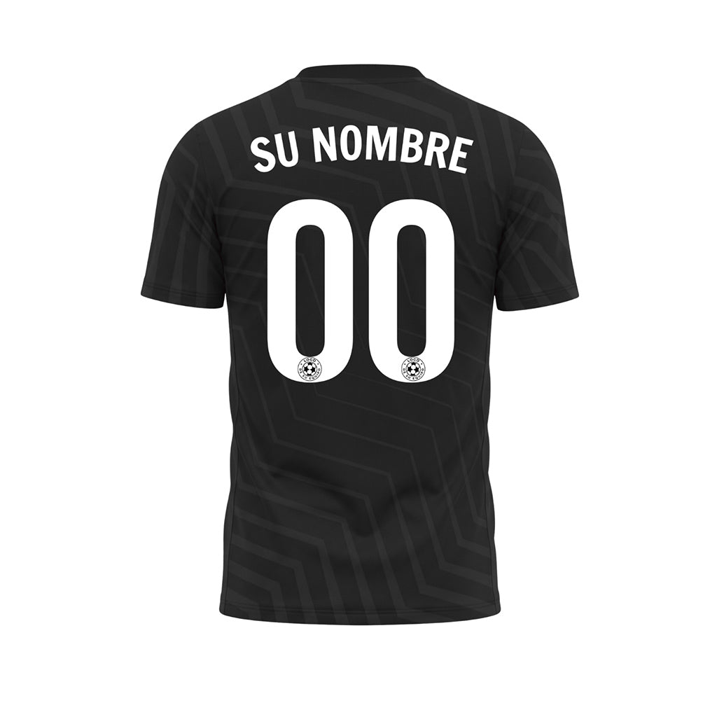 Negro Zigzag Motivo Camiseta de Fútbol Personalizada