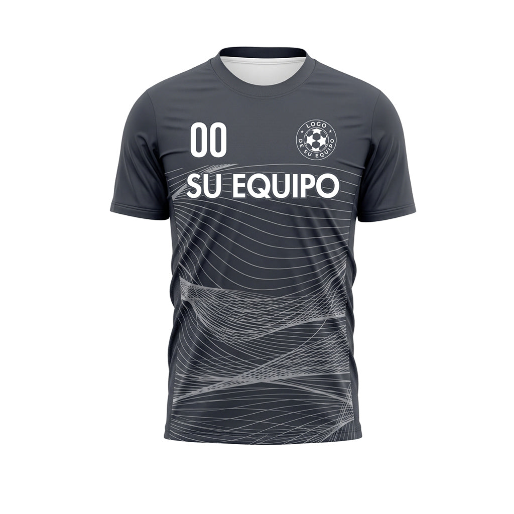 Gris Antracita Plateado Líneas Onduladas Camiseta de Fútbol Personalizada