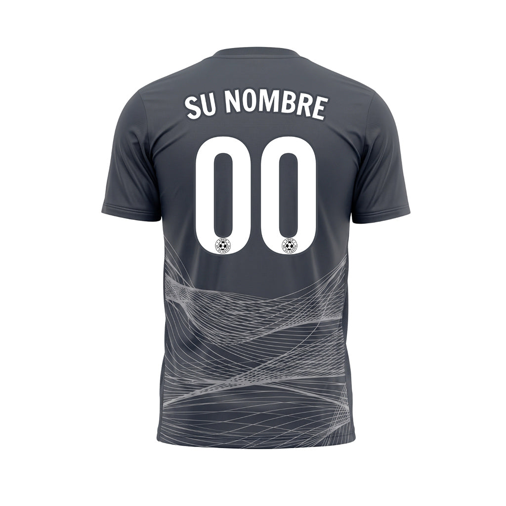 Gris Antracita Plateado Líneas Onduladas Camiseta de Fútbol Personalizada
