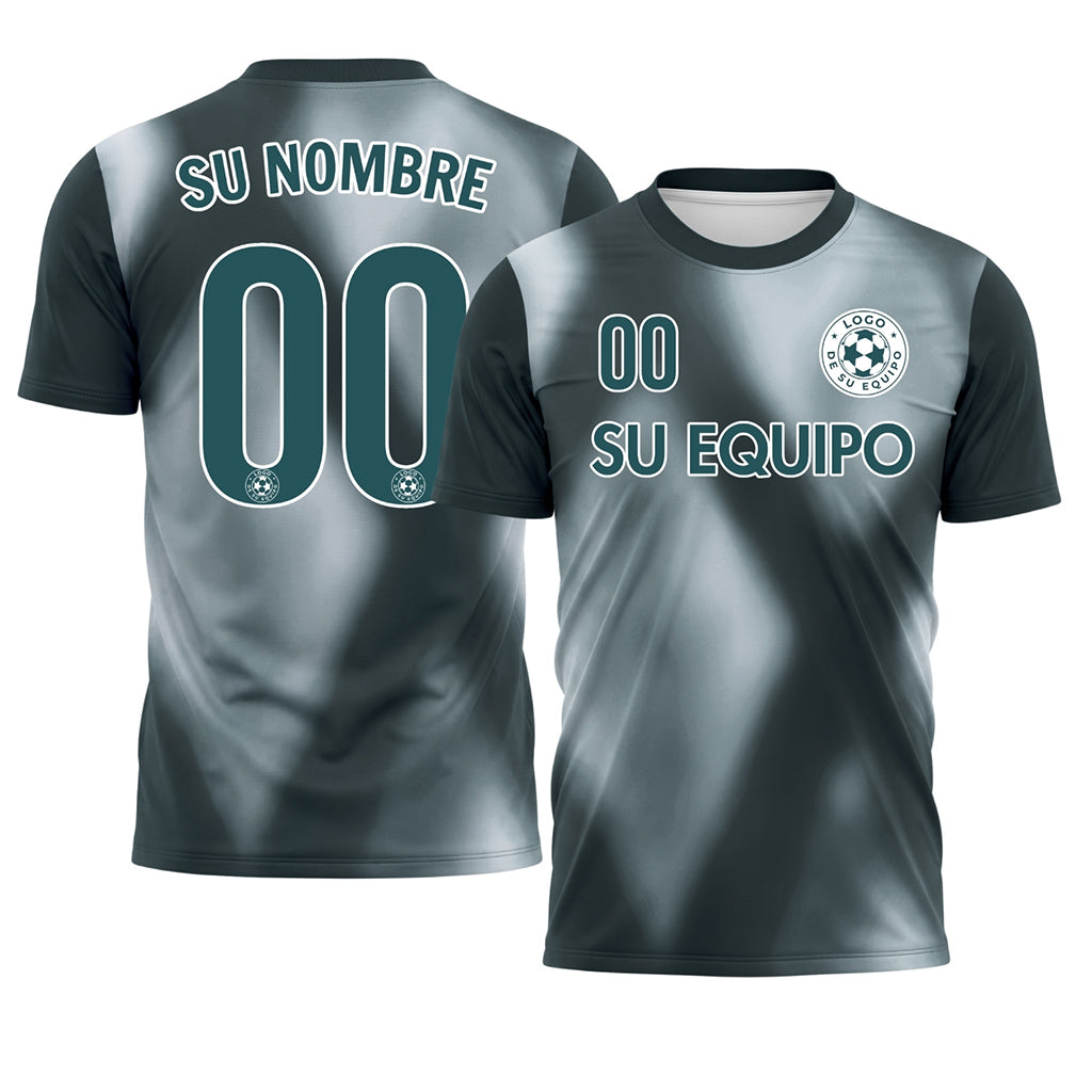 Gris Antracita Tie Dye Motivo Rombo Camiseta de Fútbol Personalizada