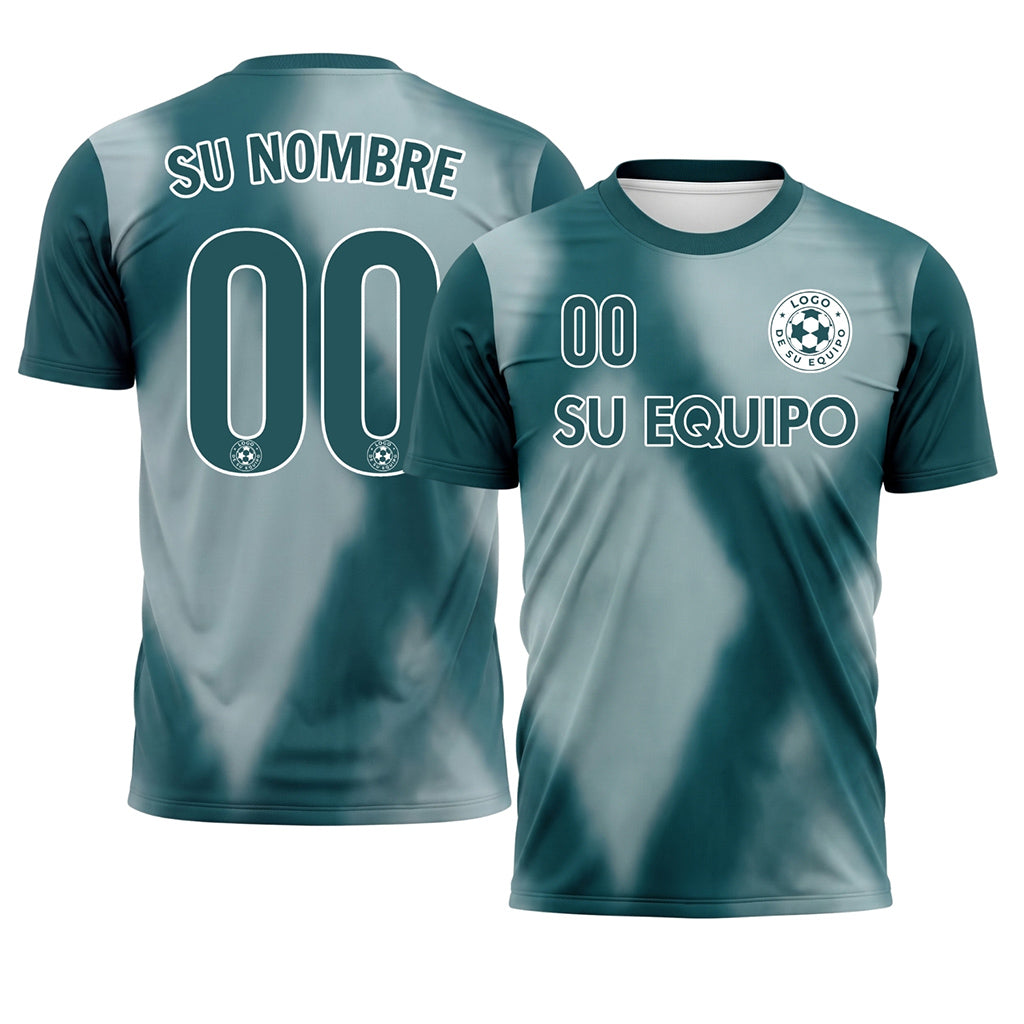 Verde Esmeralda Tie Dye Motivo Rombo Camiseta de Fútbol Personalizada