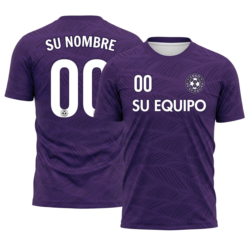 Violeta Hoja Motivo Olas Camiseta de Fútbol Personalizada