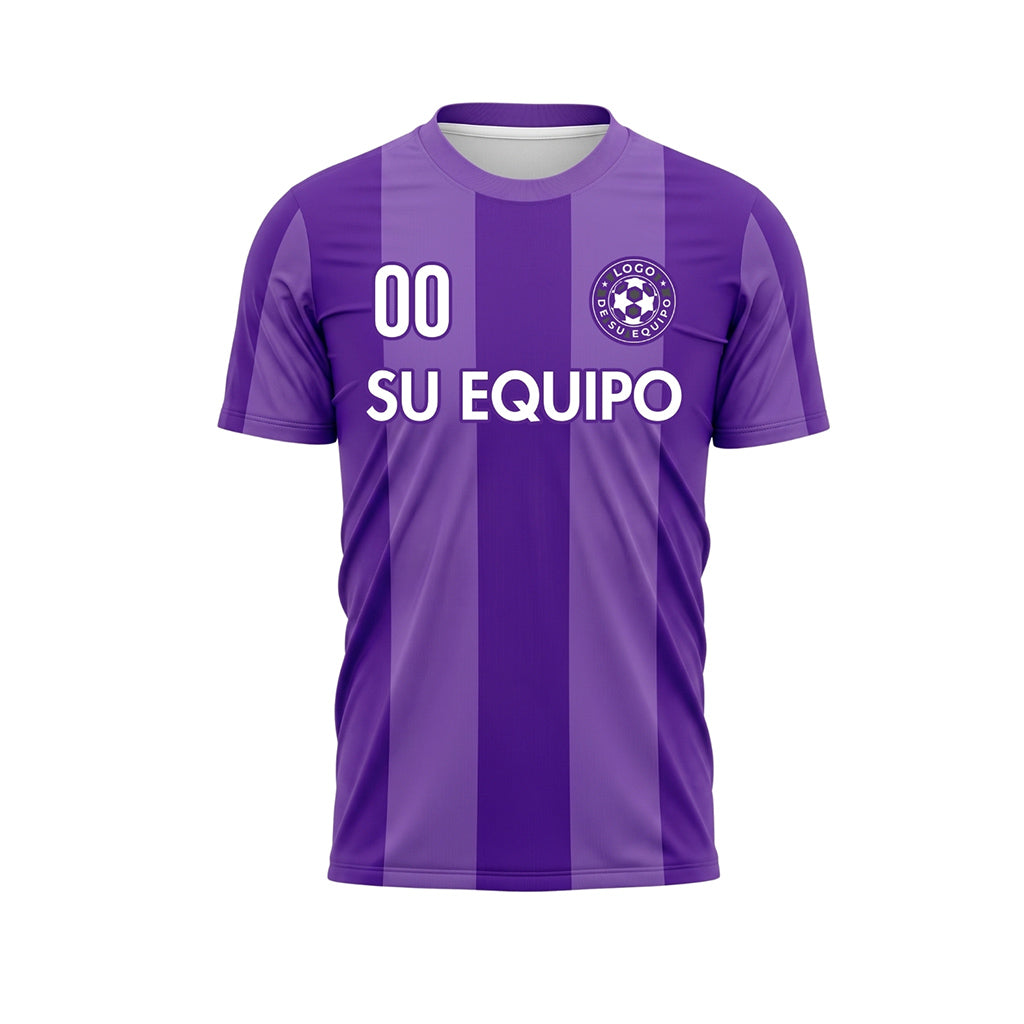 Violeta Ancho Rayas en Bloques Camiseta de Fútbol Personalizada