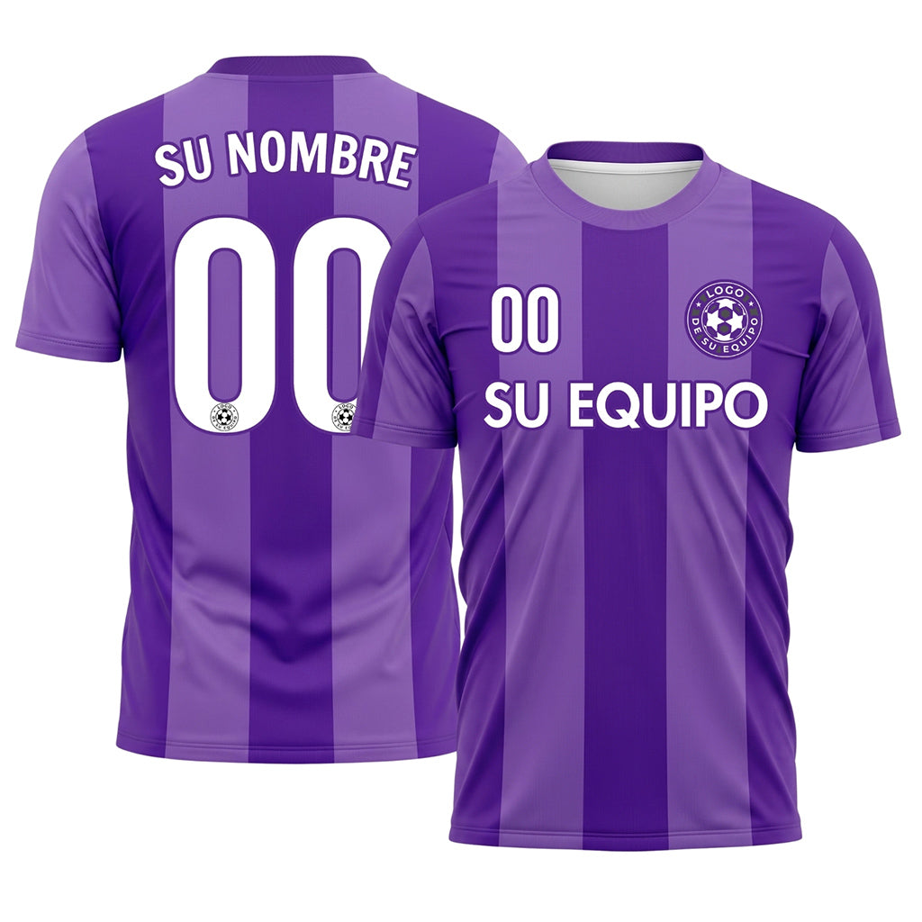 Violeta Ancho Rayas en Bloques Camiseta de Fútbol Personalizada