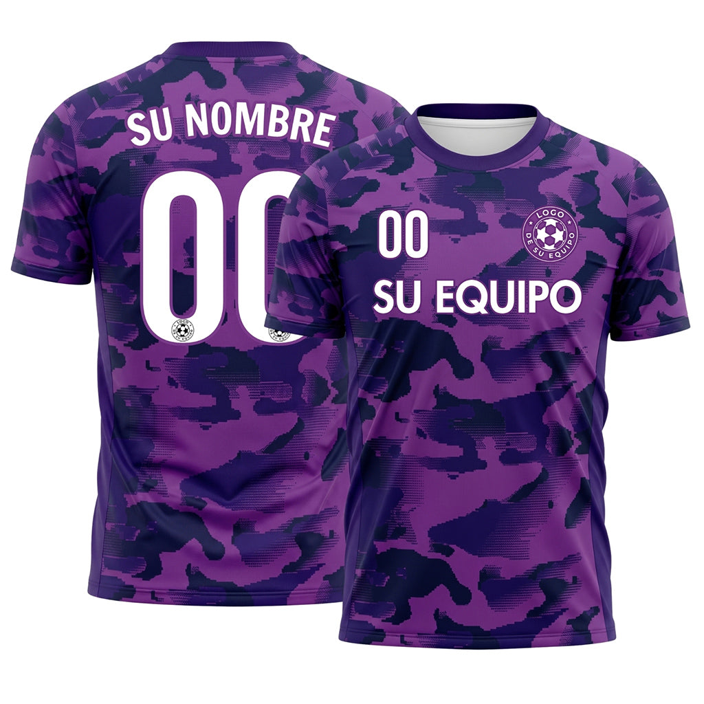 Violeta Camuflaje Camiseta de Fútbol Personalizada