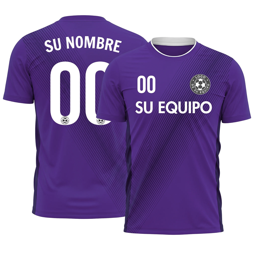 Violeta Diagonales Rayas Camiseta de Fútbol Personalizada