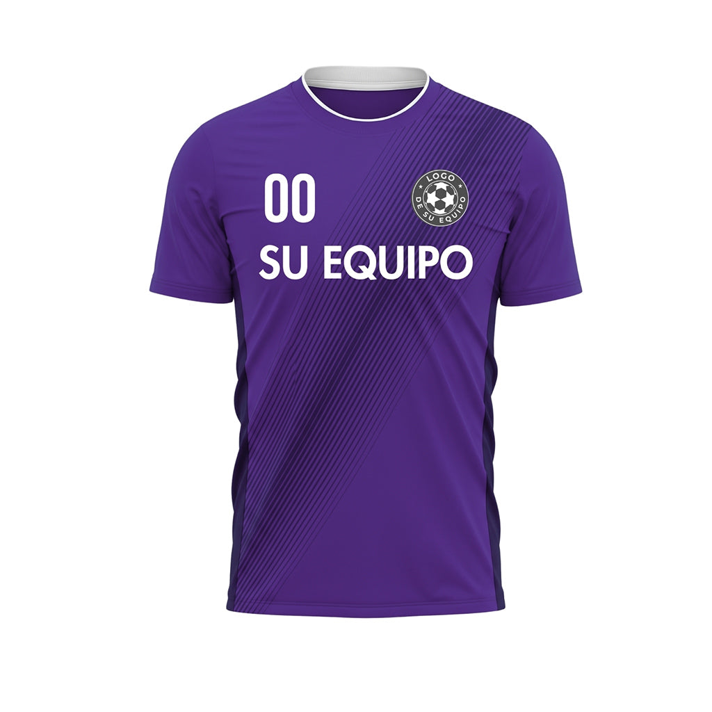 Violeta Diagonales Rayas Camiseta de Fútbol Personalizada