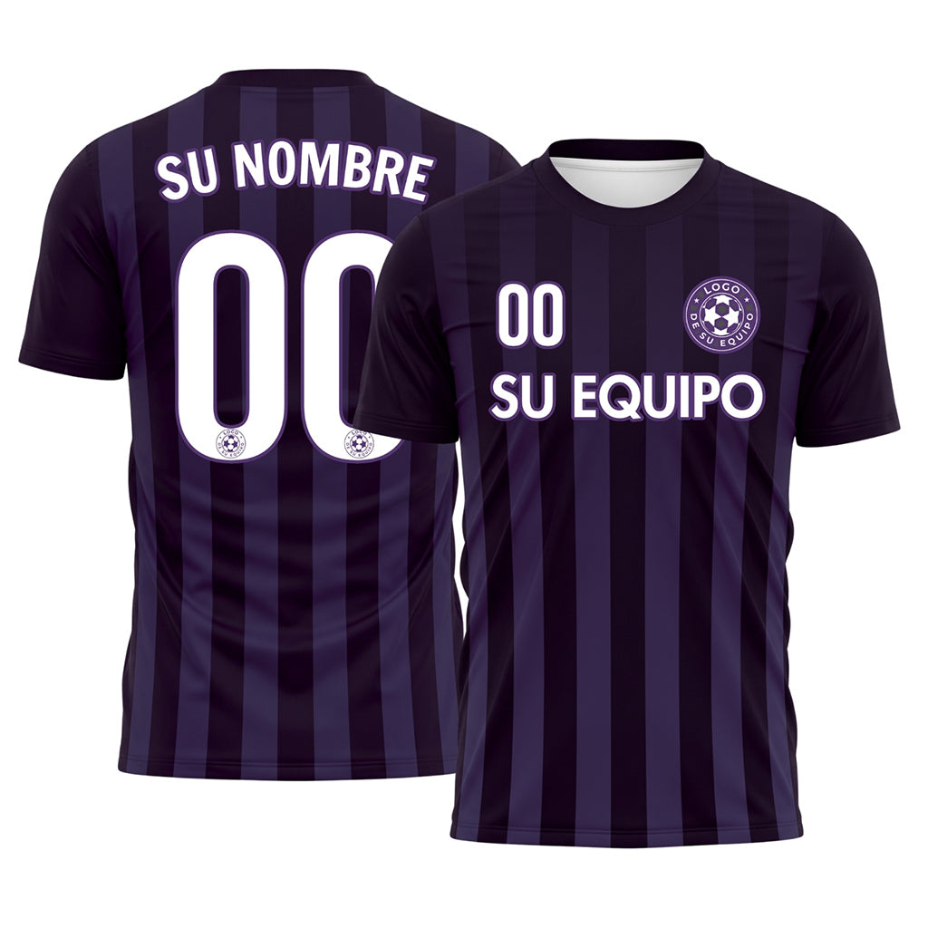 Violeta Violeta Oscuro Verticales Rayas Camiseta de Fútbol Personalizada