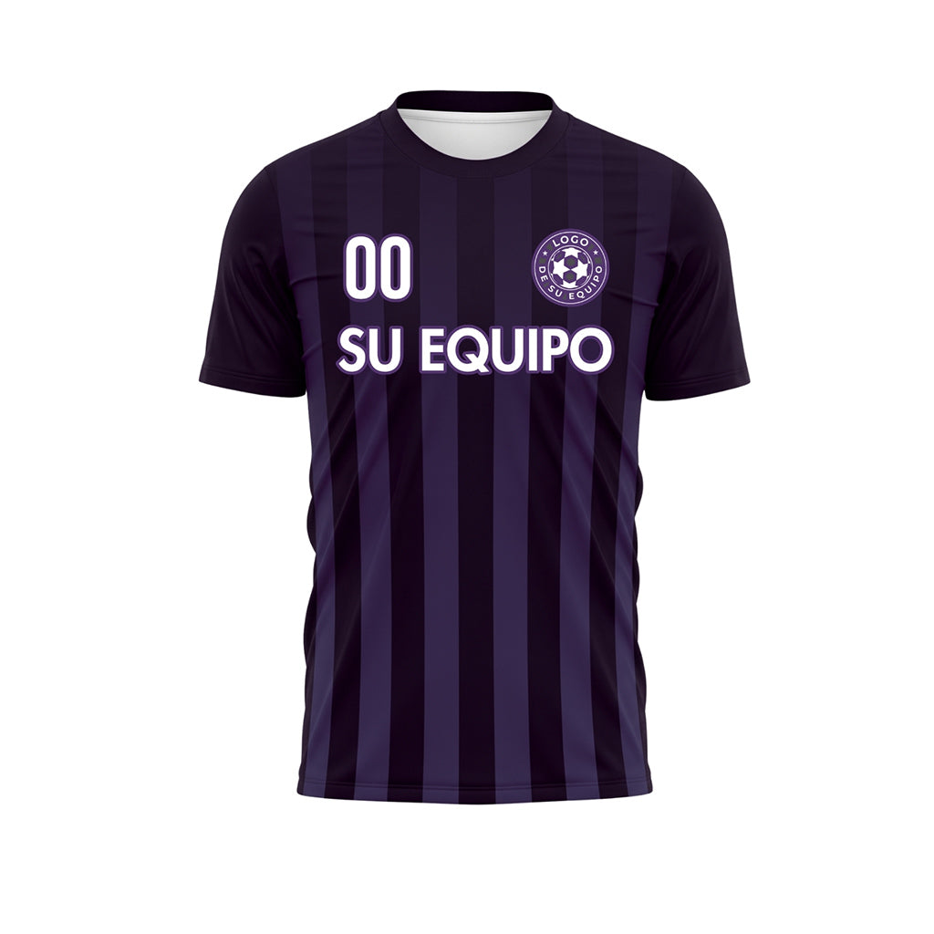Violeta Violeta Oscuro Verticales Rayas Camiseta de Fútbol Personalizada