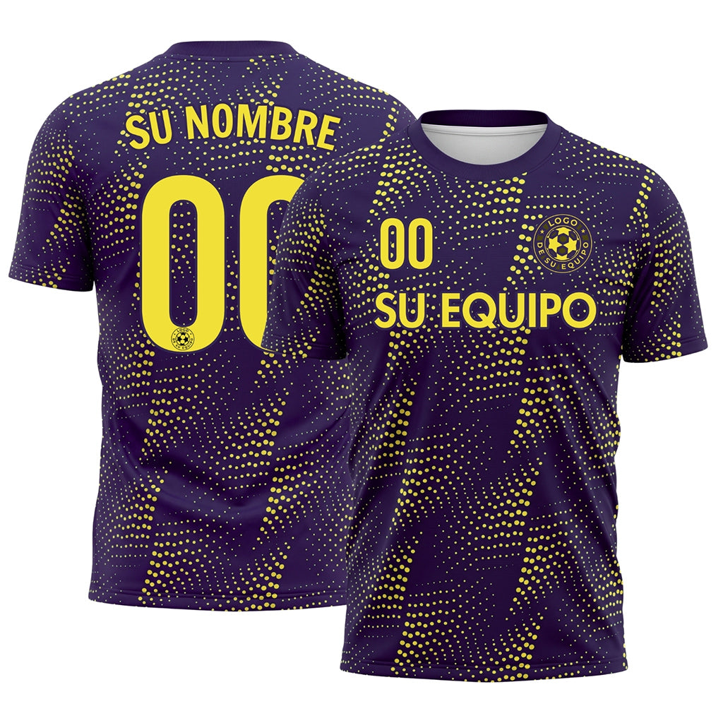 Violeta Amarillo Puntos Motivo Camiseta de Fútbol Personalizada