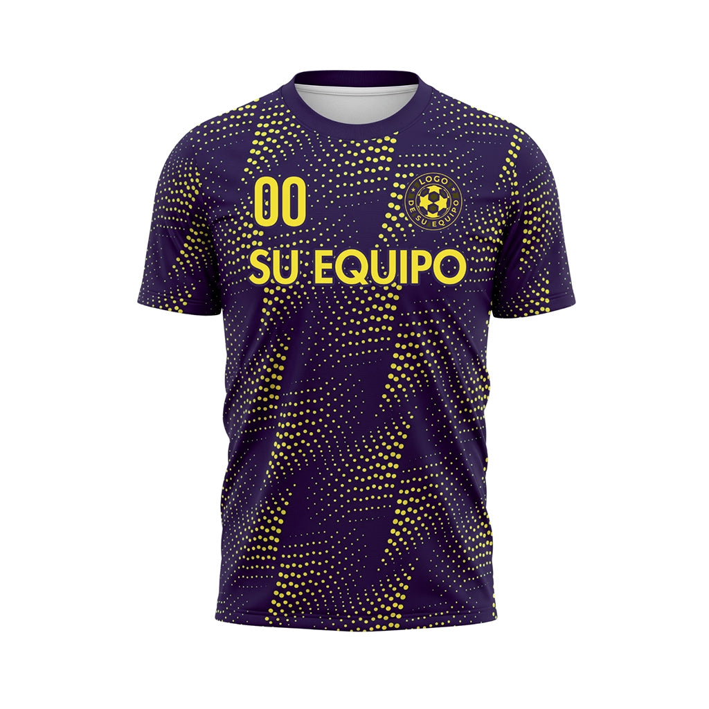 Violeta Amarillo Puntos Motivo Camiseta de Fútbol Personalizada