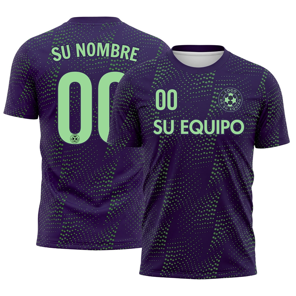Violeta Verde Puntos Motivo Camiseta de Fútbol Personalizada