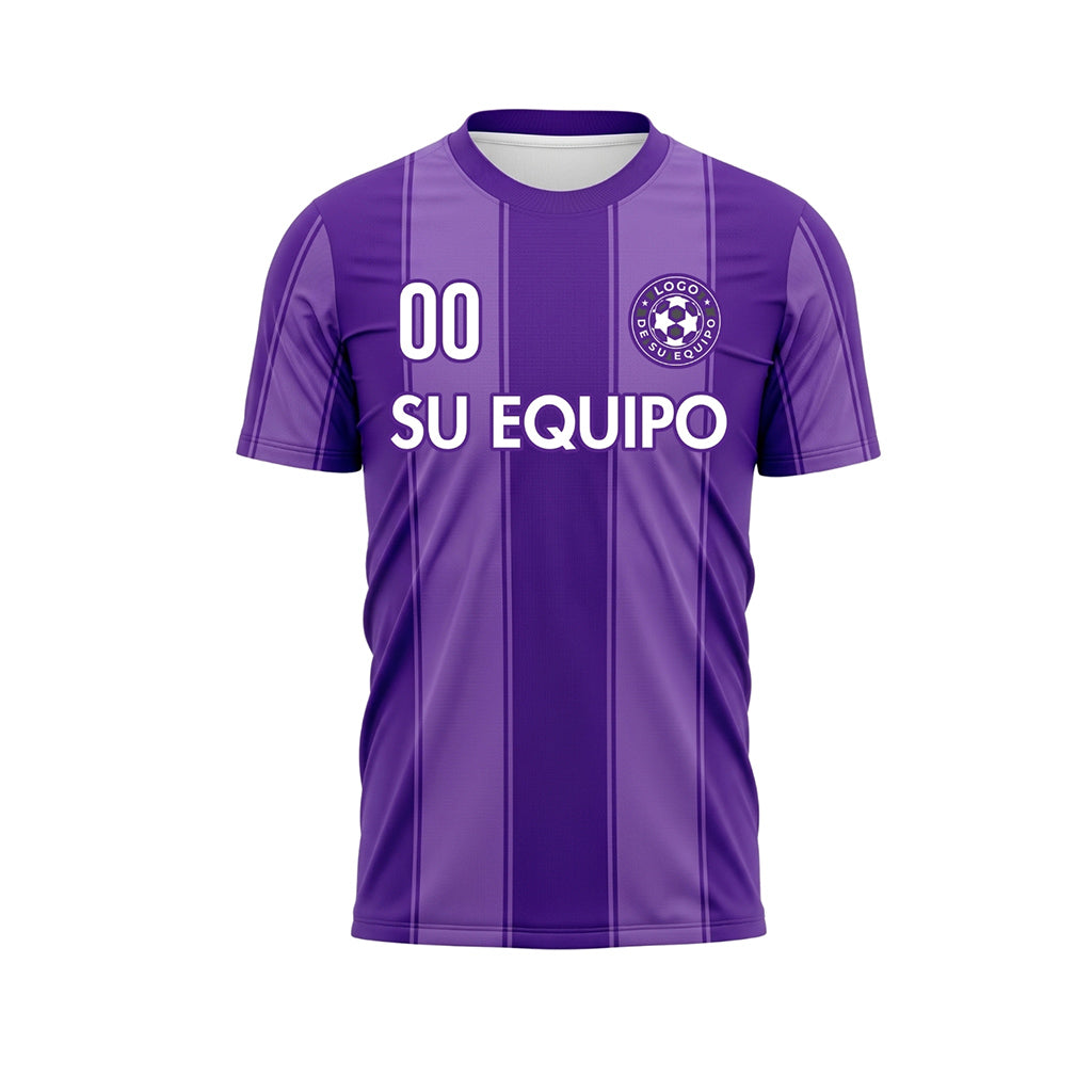 Violeta Rayas Finas Rayas en Bloques Camiseta de Fútbol Personalizada