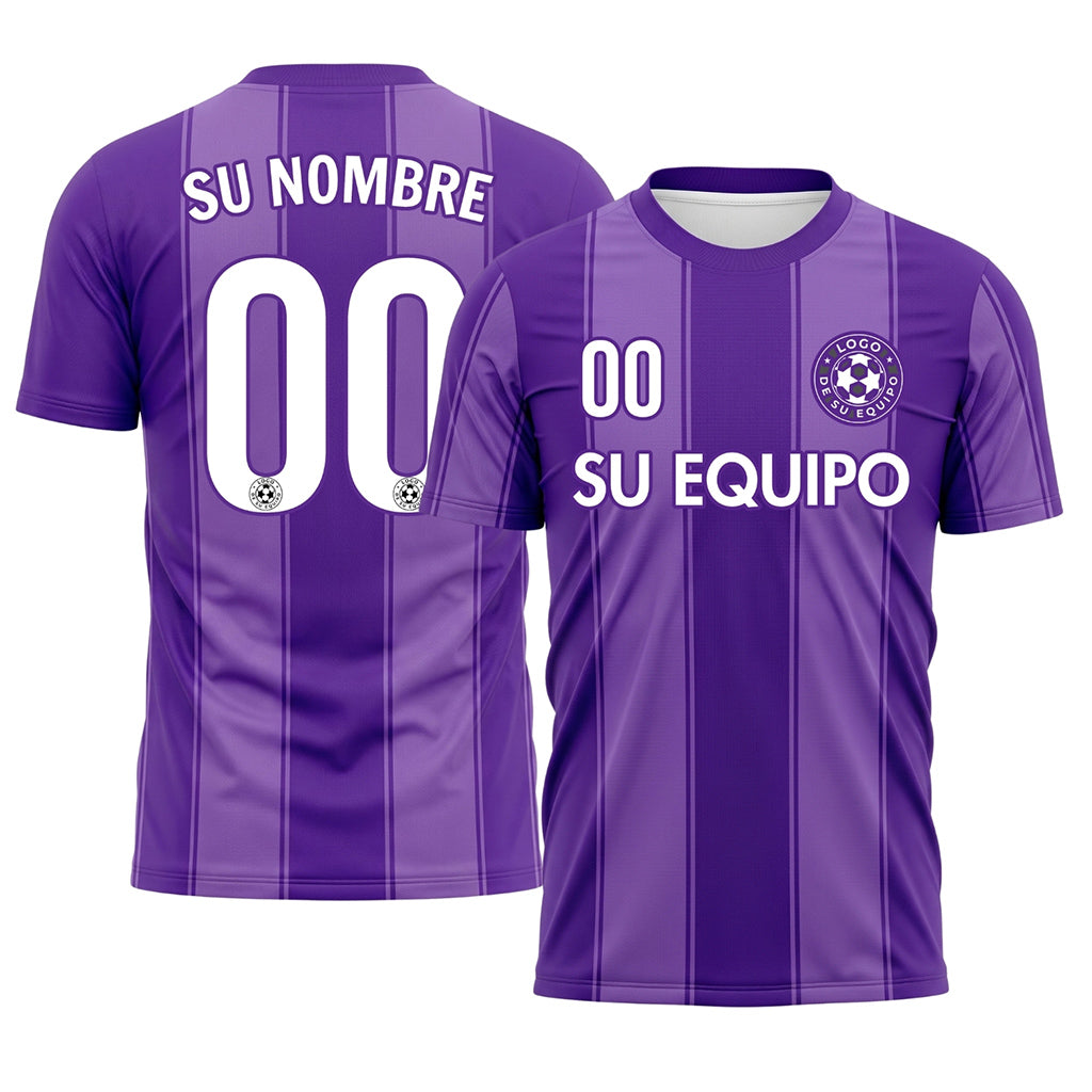 Violeta Rayas Finas Rayas en Bloques Camiseta de Fútbol Personalizada