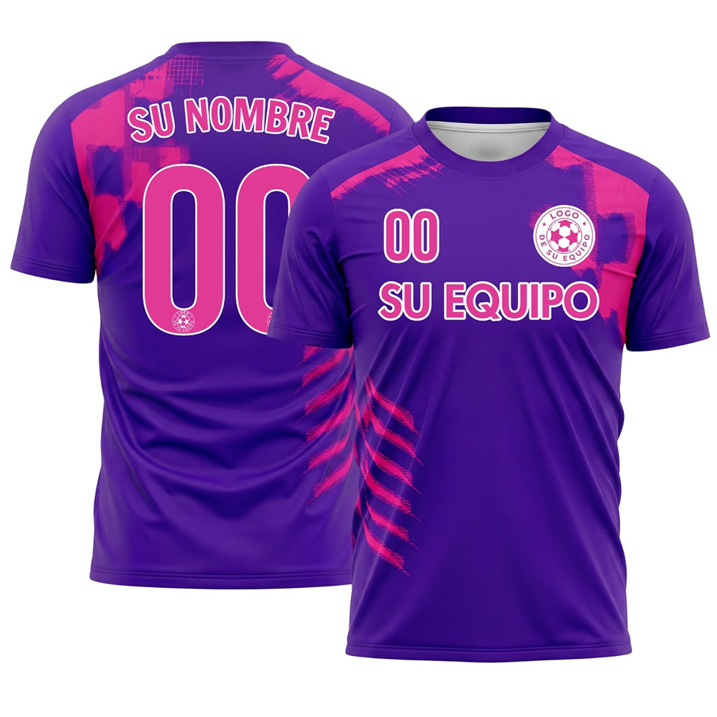 Violeta Rosa Pincelada Motivo Camiseta de Fútbol Personalizada