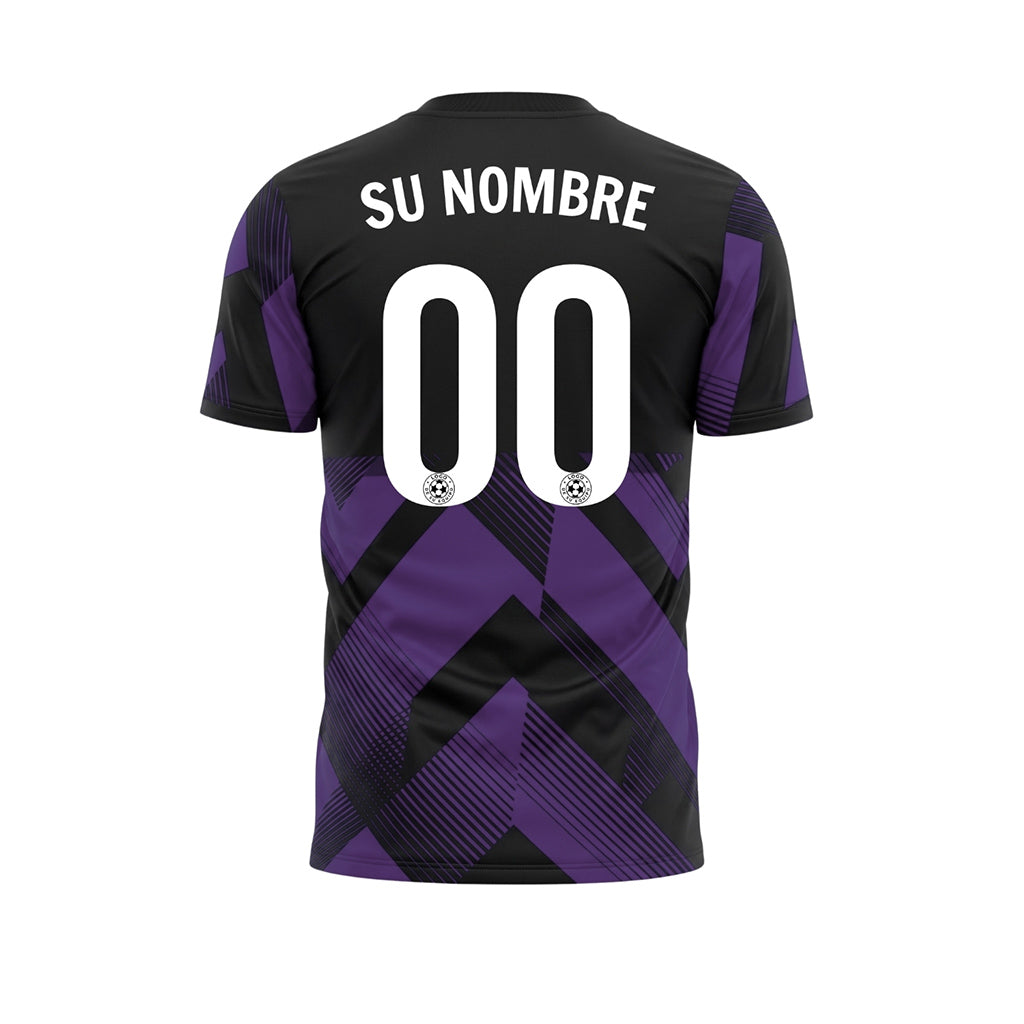 Violeta Negro Geométrico Motivo Flechas Camiseta de Fútbol Personalizada