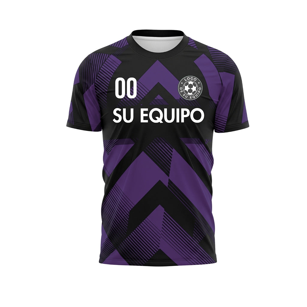 Violeta Negro Geométrico Motivo Flechas Camiseta de Fútbol Personalizada