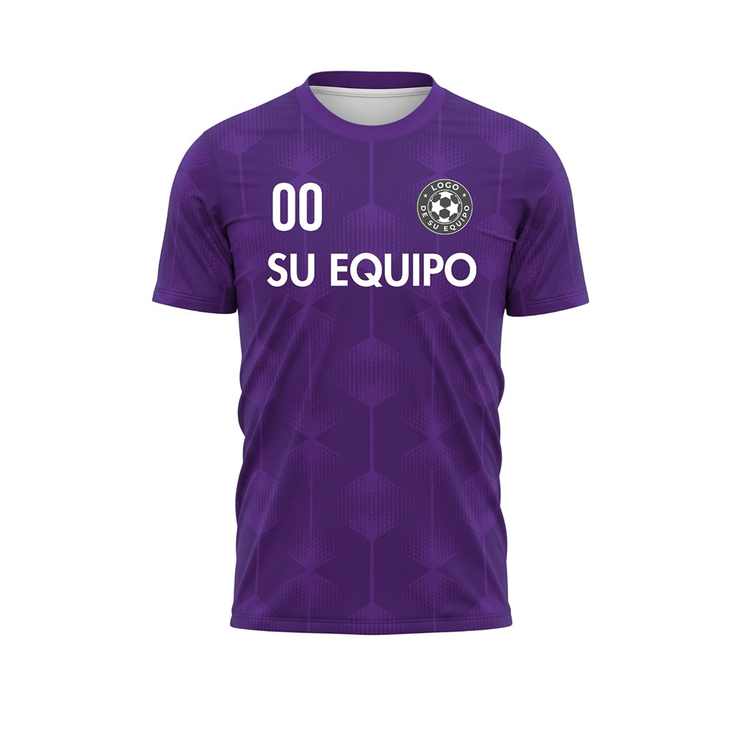 Violeta Hexágono Motivo Camiseta de Fútbol Personalizada