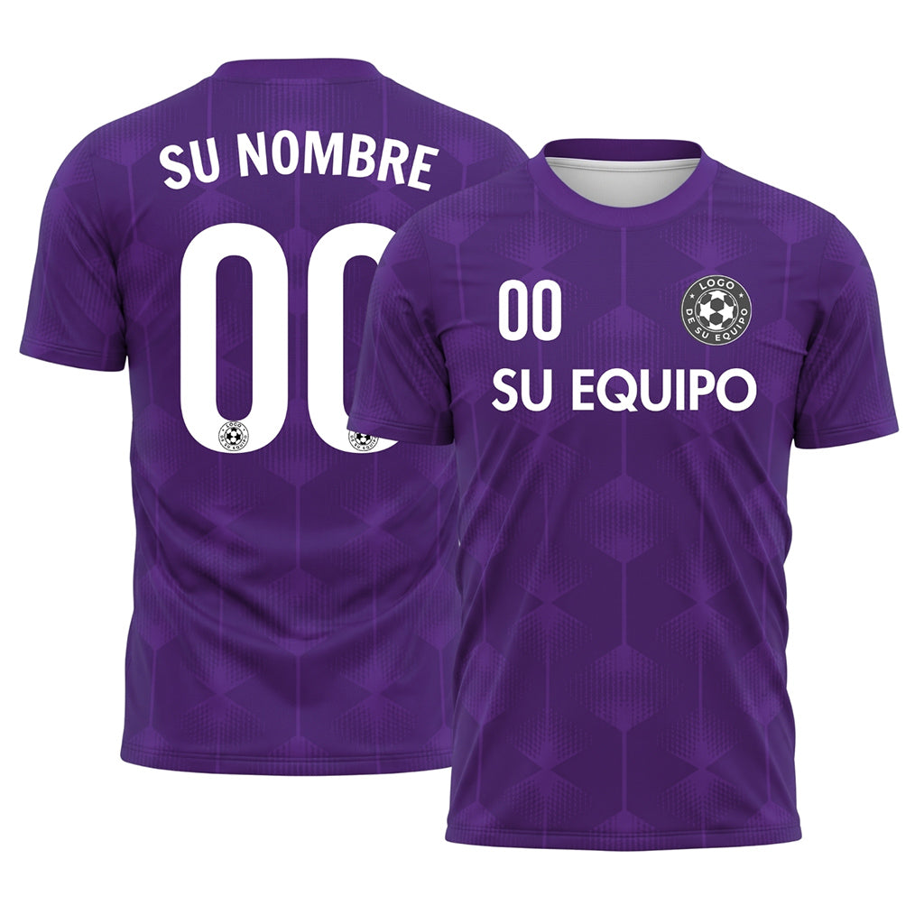 Violeta Hexágono Motivo Camiseta de Fútbol Personalizada