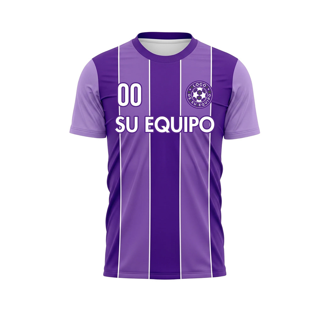 Violeta Vertical Rayas en Bloques Camiseta de Fútbol Personalizada