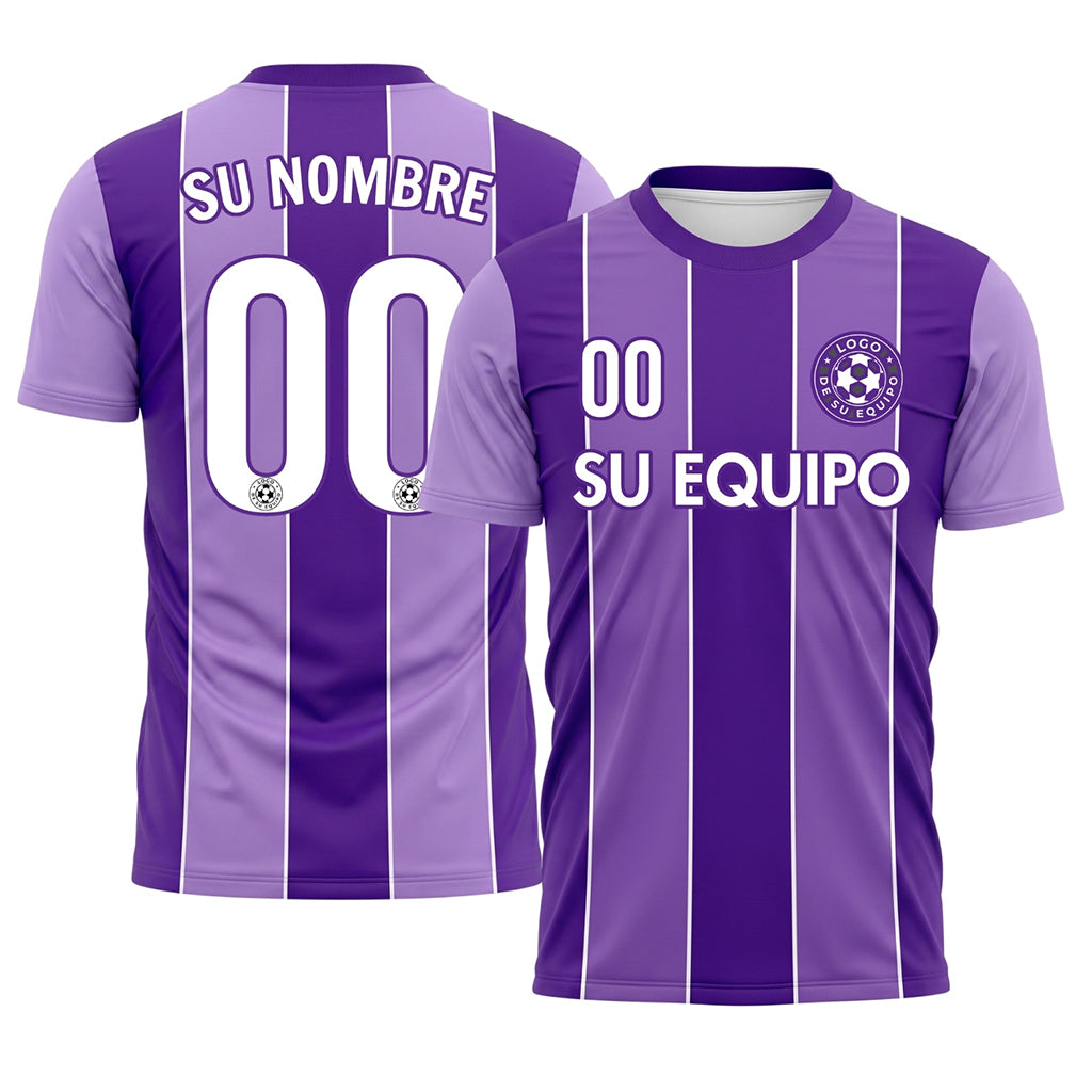 Violeta Vertical Rayas en Bloques Camiseta de Fútbol Personalizada