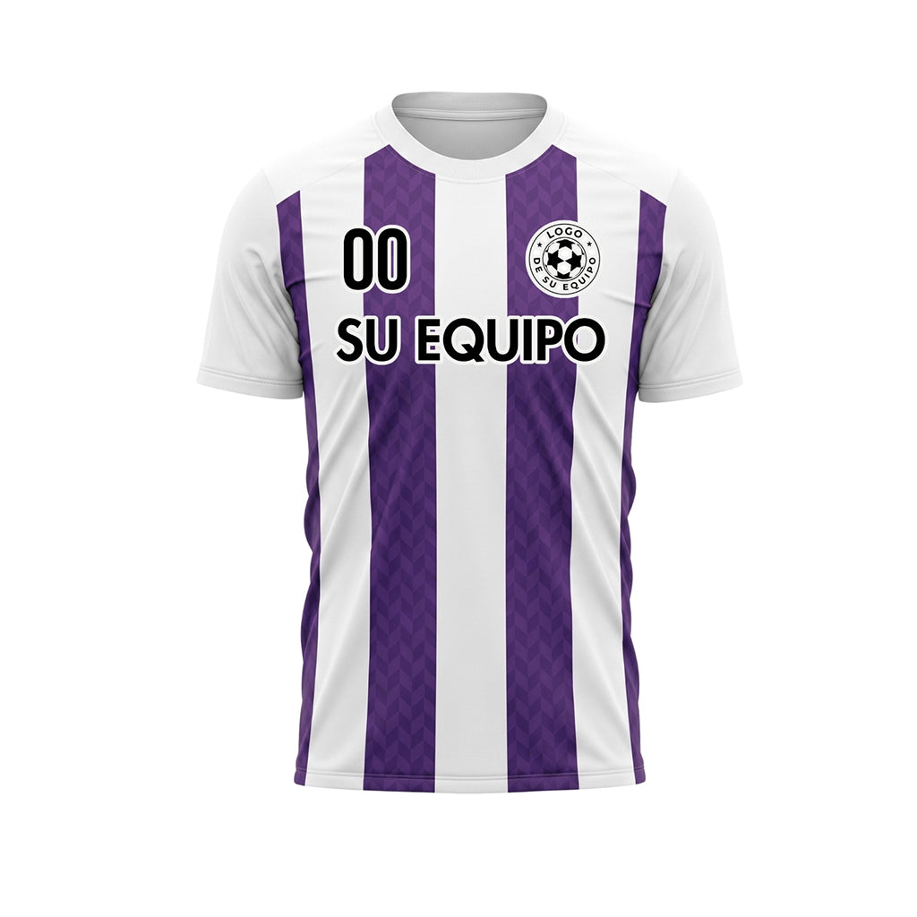 Violeta Blanco Chevron Rayado Camiseta de Fútbol Personalizada