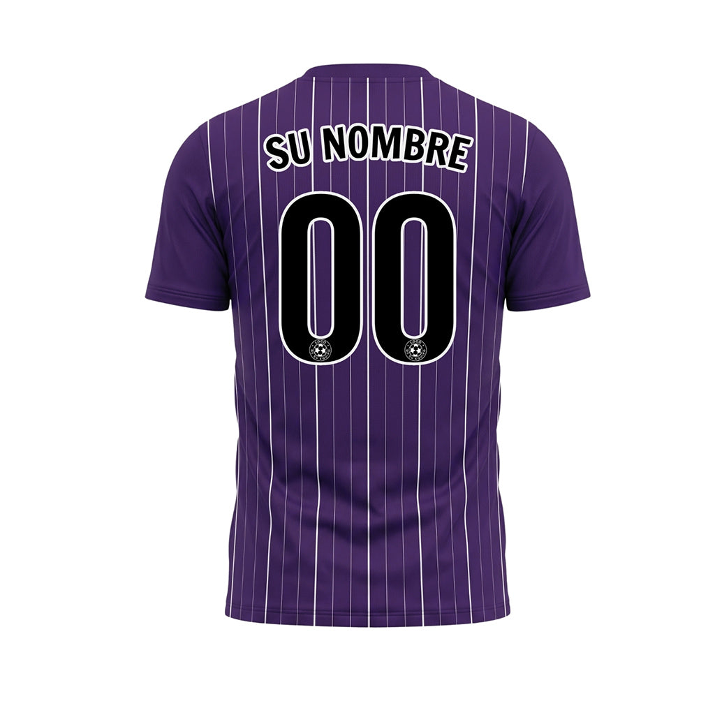 Violeta Blanco Finas Rayas Finas Camiseta de Fútbol Personalizada