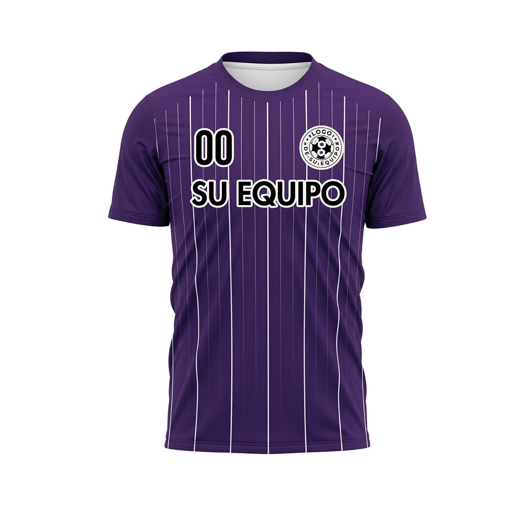 Violeta Blanco Finas Rayas Finas Camiseta de Fútbol Personalizada