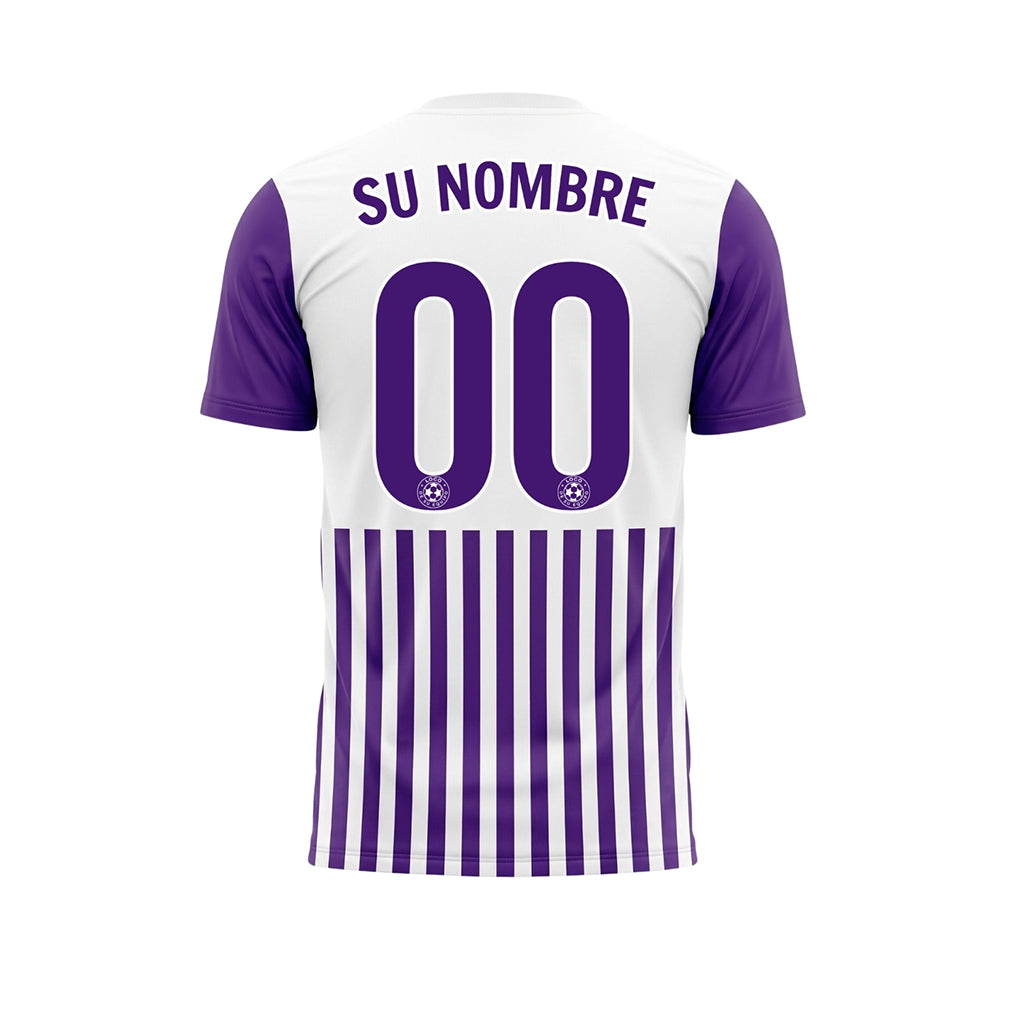Violeta Blanco Rayado Camiseta de Fútbol Personalizada