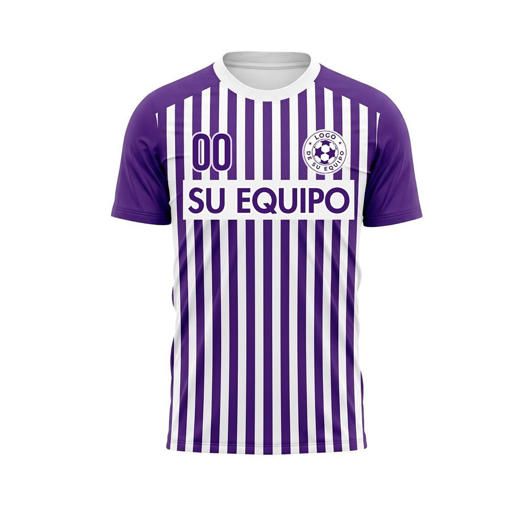 Violeta Blanco Rayado Camiseta de Fútbol Personalizada