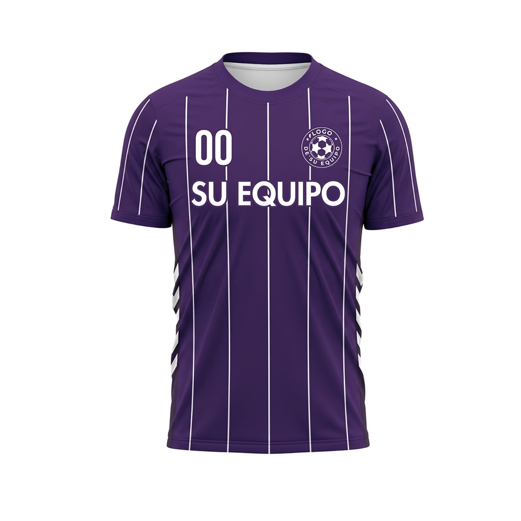 Violeta Blanco Rayas Finas Camiseta de Fútbol Personalizada