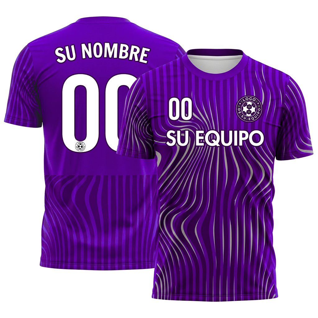 Violeta Olas Rayas Camiseta de Fútbol Personalizada