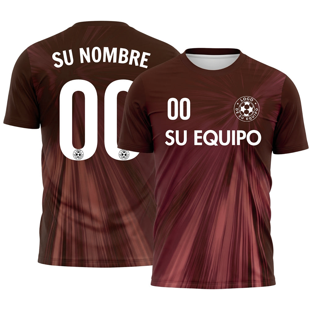Rojo Burdeos Rayos Efecto Camiseta de Fútbol Personalizada