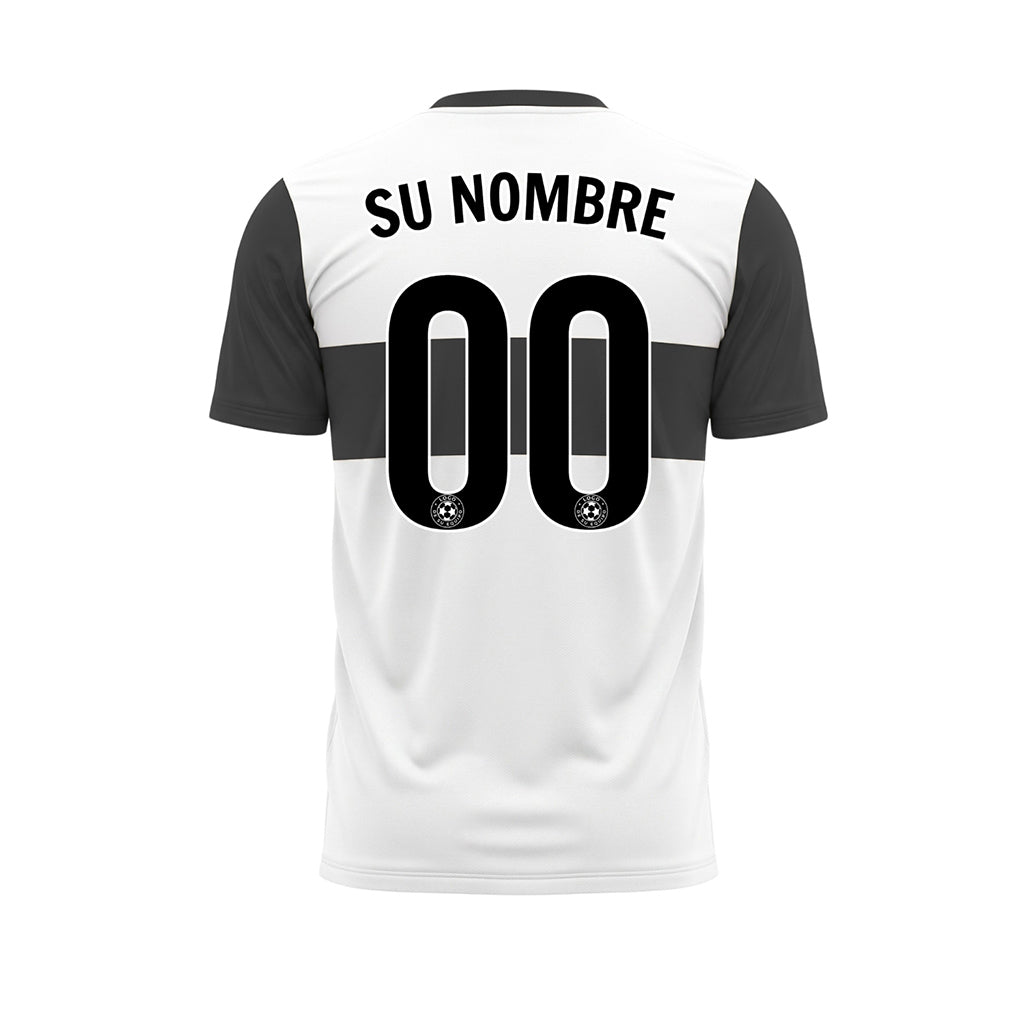 Blanco Antracita Rayas Horizontales Camiseta de Fútbol Personalizada