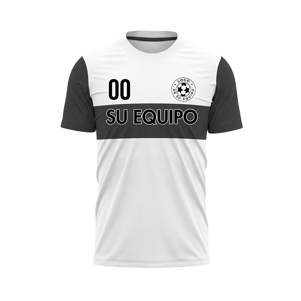 Blanco Antracita Rayas Horizontales Camiseta de Fútbol Personalizada