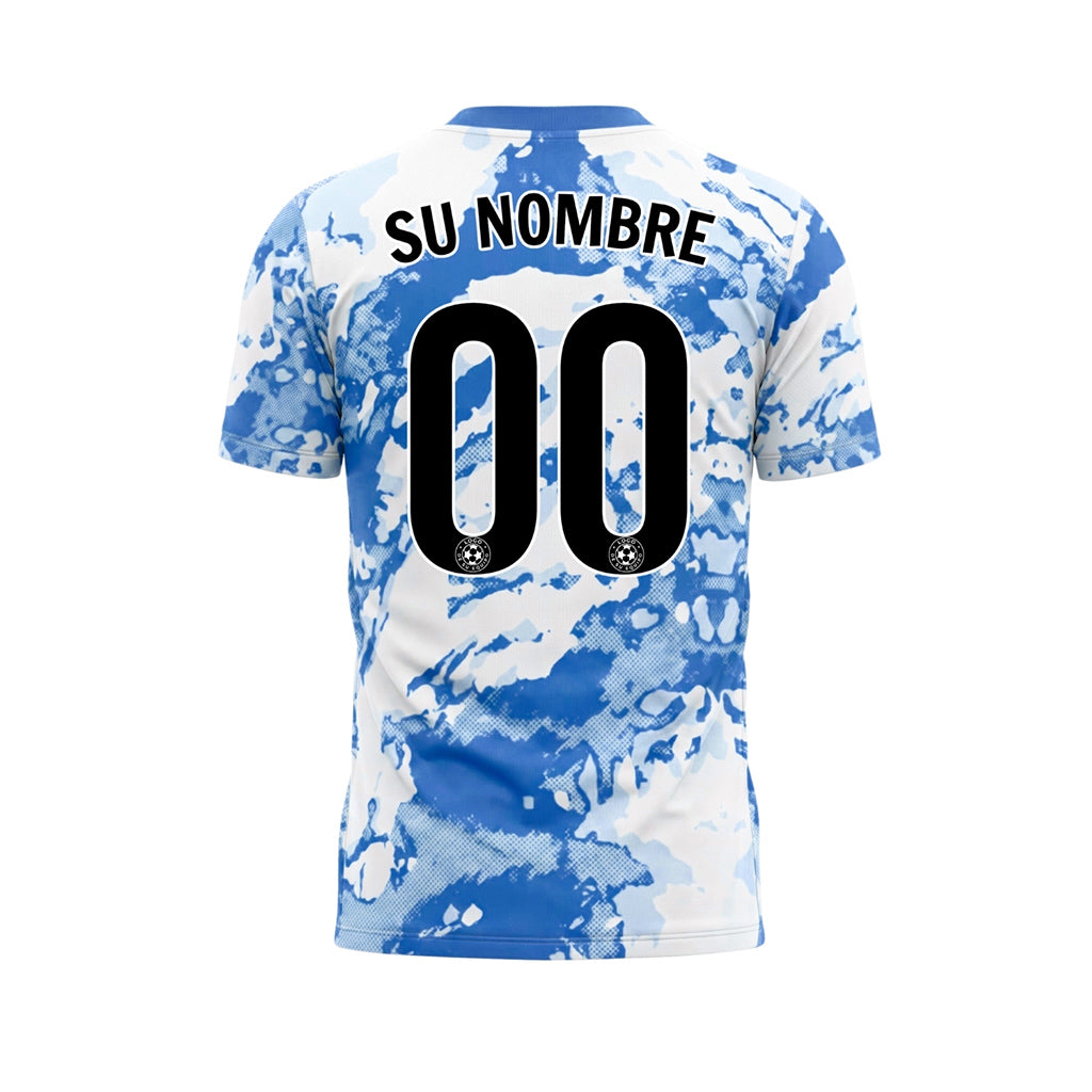 Blanco Azul Abstracto Grunge Semitono Motivo Camiseta de Fútbol Personalizada