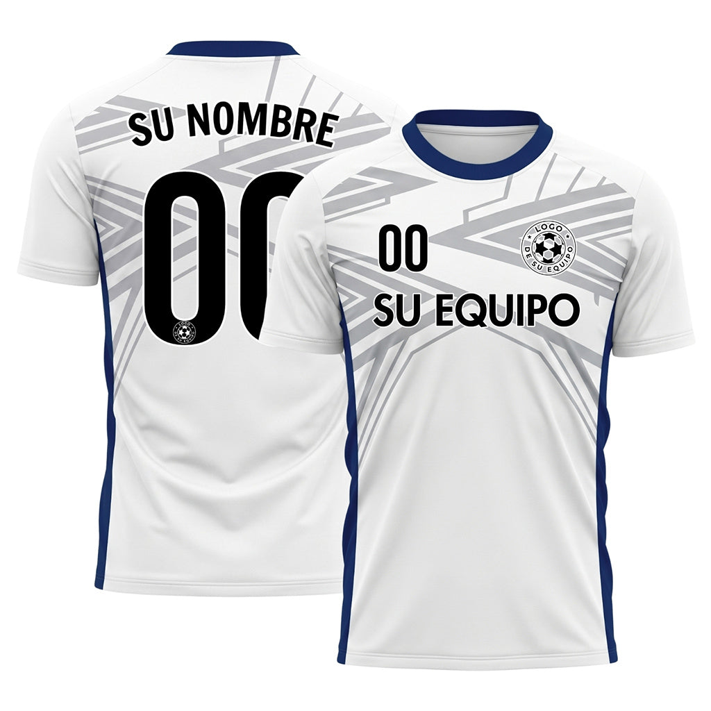 Blanco Azul Dinámico Flecha Motivo Camiseta de Fútbol Personalizada