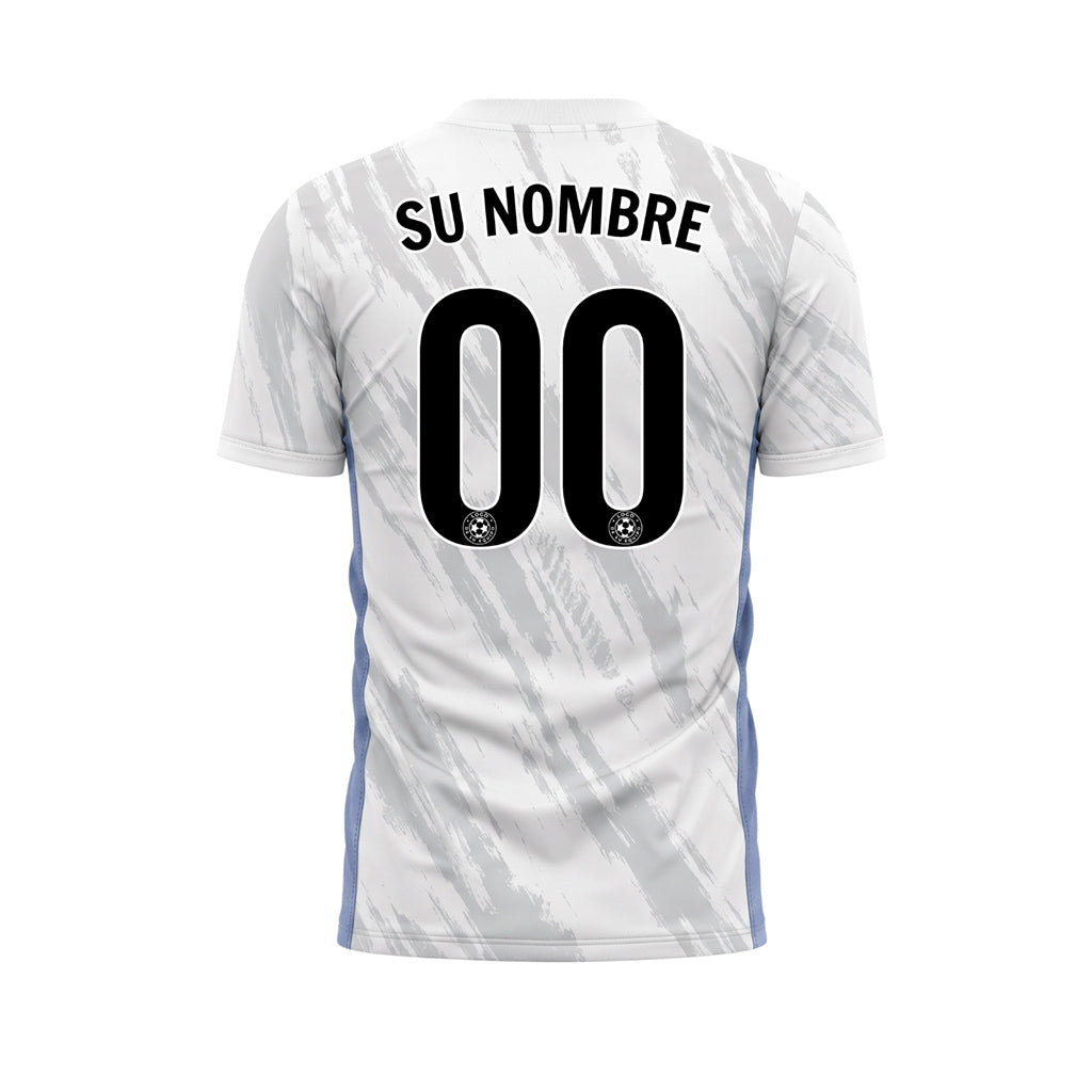 Blanco Azul Gris Pincelada Motivo Camiseta de Fútbol Personalizada