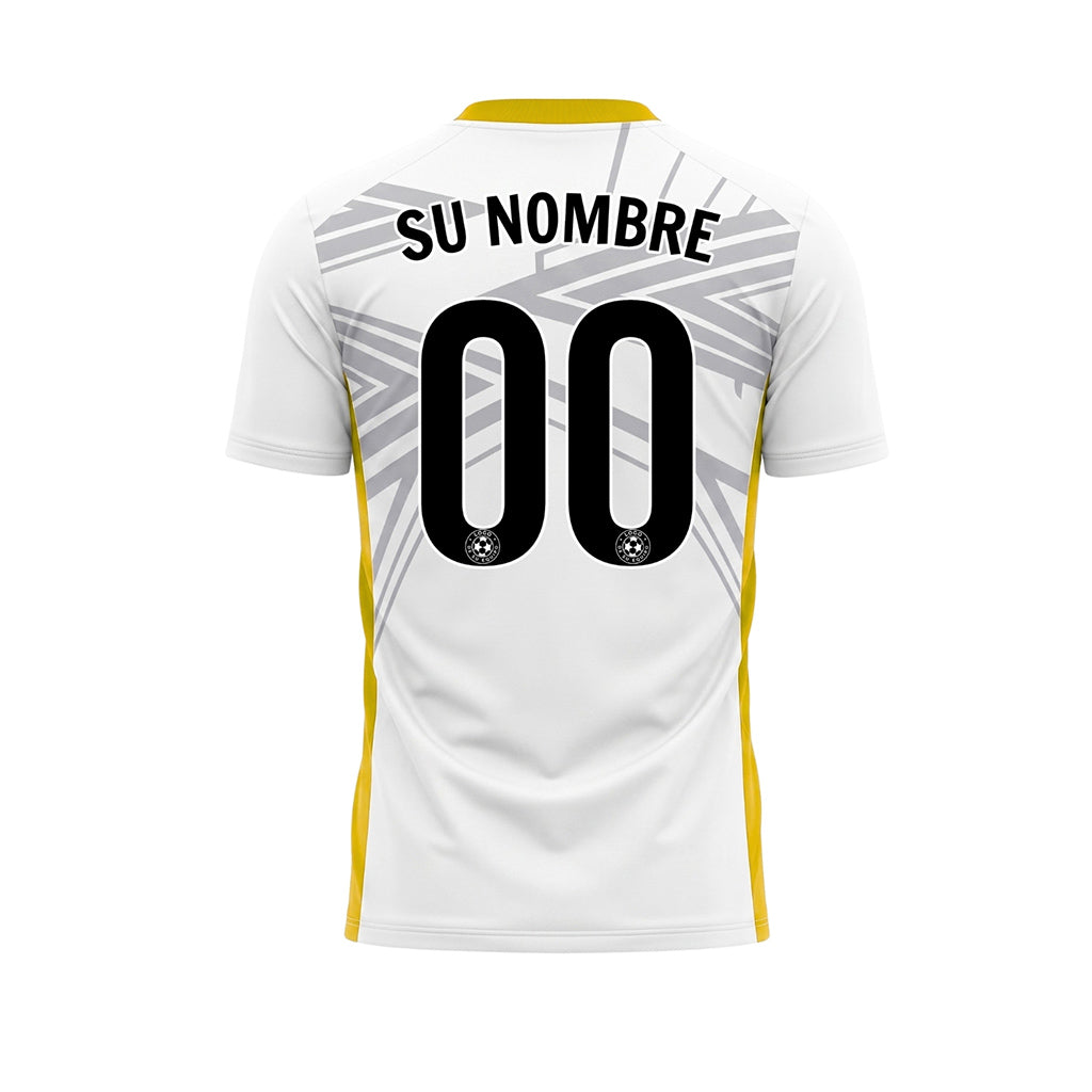 Blanco Amarillo Dinámico Flecha Motivo Camiseta de Fútbol Personalizada